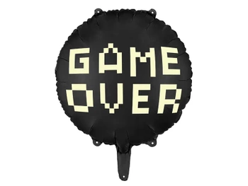 Balon foliowy Game over, 45 cm, czarny