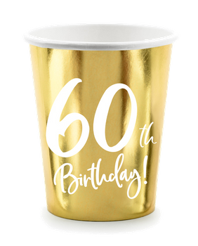 Kubeczki 60th Birthday, złoty, 220ml