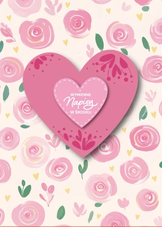 Kartka walentynkowa z wymiennymi napisami