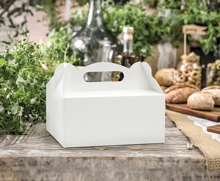 Ozdobne pudełka na ciasto, białe, 16x8,5x9,5cm