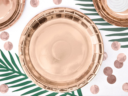 Talerzyki okrągłe, różowe złoto, 23cm