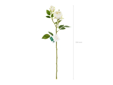 Sztuczny Kwiat - Róża z dwoma pąkami, 55 cm, jasny krem