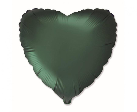 Balon foliowy Serce, satynowy, ciemny zielony, 45cm