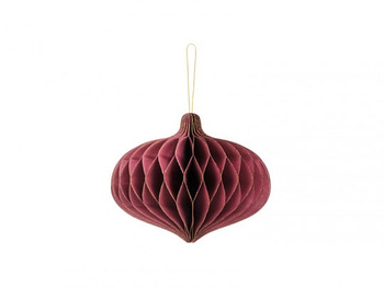 Bombka papierowa Owal, bordo, 16x15cm