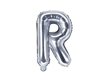 Balon litera R srebro, 35 cm