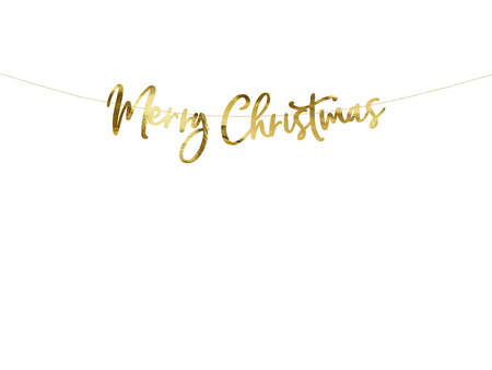 Baner Merry Christmas, złoty, 83x21,5cm