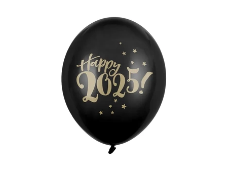  Balony 30cm, Happy 2025!, Pastel Black