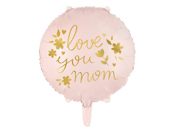 Balon foliowy Love you mom, 35 cm, różowy