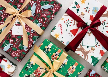 Papier do pakowania - Świąteczne autko, 70x200 cm