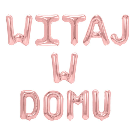 Balon foliowy napis witaj w domu, różowo złoty