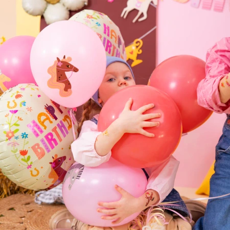 Balon foliowy Happy Birthday Koniki 45 cm