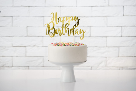 Topper happy birthday złoty