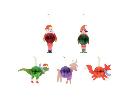 Zestaw bombek papierowych Świąteczne postacie, mix