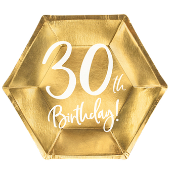 Talerzyki 30th Birthday, złoty, 20cm