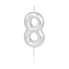 Świeczka srebrna połysk cyfra 8