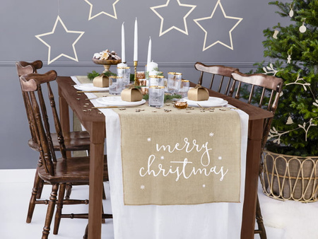 Bieżnik / obrus jutowy merry christmas 50 cm x 250 cm