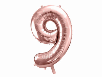 Balon cyfra 9 różowe złoto, 35 cm