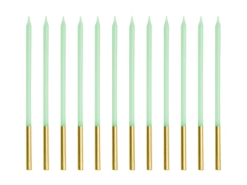 Świeczki urodzinowe gładkie, jasny zielony, 14 cm