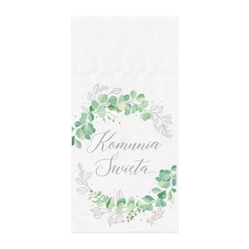 Serwetki na sztućce Komunia Święta eukaliptus, 16 szt