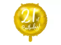 Balon foliowy 21th Birthday, złoty, 45cm
