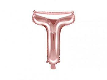 Balon litera T różowe złoto, 35 cm