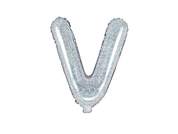 Balon foliowy Litera V, 35cm, holograficzny