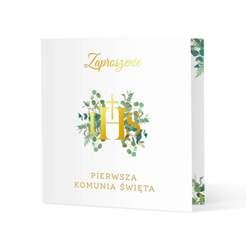 Zaproszenie na komunię Eukaliptus 1 sztuka
