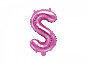 Balon litera S ciemny różowy, 35cm