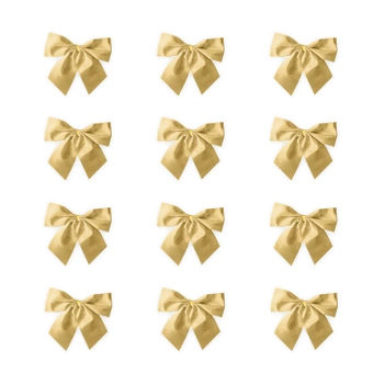Kokardy świąteczne złote 5 x 5,5 cm 12 szt.
