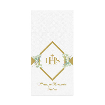 Serwetki na sztućce Komunia Święta eukaliptus, 16 szt