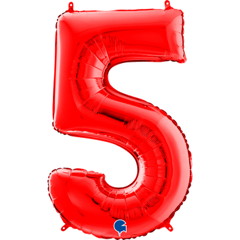 Balon Grabo cyfra 5  czerwona 66cm