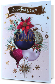 Kartka świąteczna Wesołych Świąt Bombki