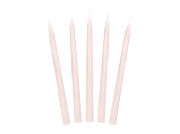 Świeca stożkowa matowa, nude, 24cm