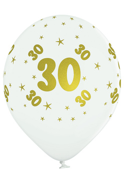 Balon biały z nadrukiem 30 złoty/ 1szt