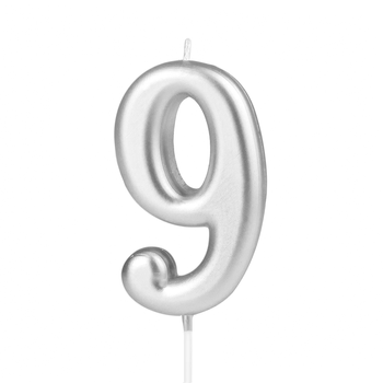Świeczka cyfra srebrna 9