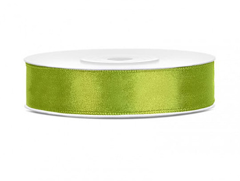 Tasiemka satynowa, z. jabłuszko, 12 mm / 25 metrów