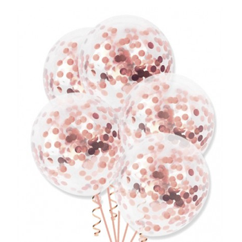 Zestaw balonów z konfetti w kolorze różowego złota / 5 sztuk
