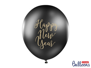 Balony 30cm, Happy New Year, Pastel Black