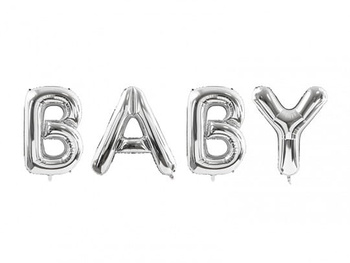 Balon foliowy Baby, srebrny, 262 x 86 cm