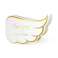 Zaproszenie na chrzest Skrzydła biało-złote 10szt