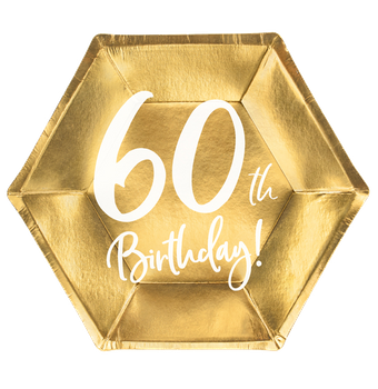 Talerzyki 60th Birthday, złoty, 20cm