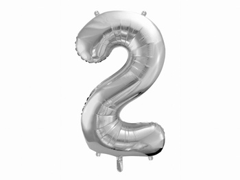 Balon cyfra 2 srebrna, 86 cm