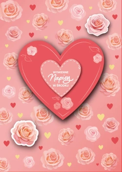 Kartka walentynkowa z wymiennymi napisami