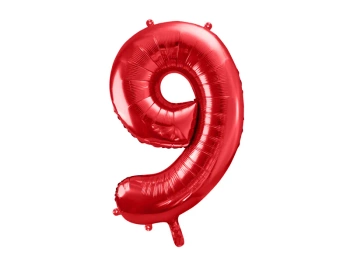 Balon foliowy Cyfra "9'', 86cm, czerwony