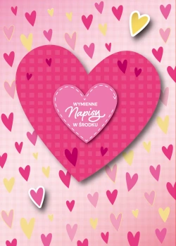 Kartka walentynkowa z wymiennymi napisami