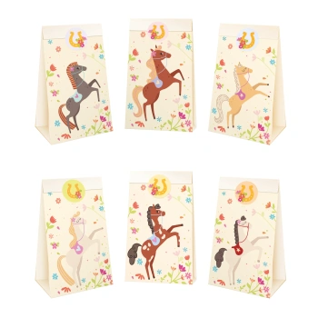 Torebki na cukierki Koniki 6 szt. + naklejki