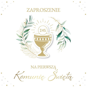 Zaproszenie na Komunię Kielich 14x14cm, 5szt