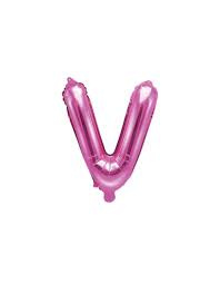 Balon litera V ciemny różowy, 35cm