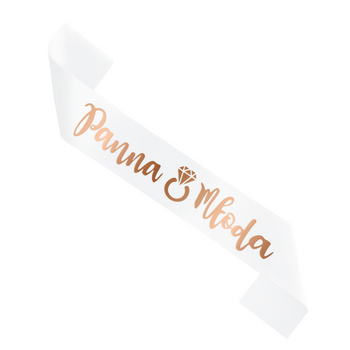 Szarfa Panna Młoda biała 160 cm rose gold