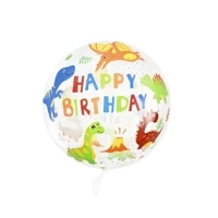 Balon przezroczysty okrągły Dinozaury 45cm